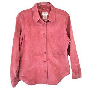 Chadwick's Women's M Leather Button Up Basic‎ Jacket Red Valentine's Day